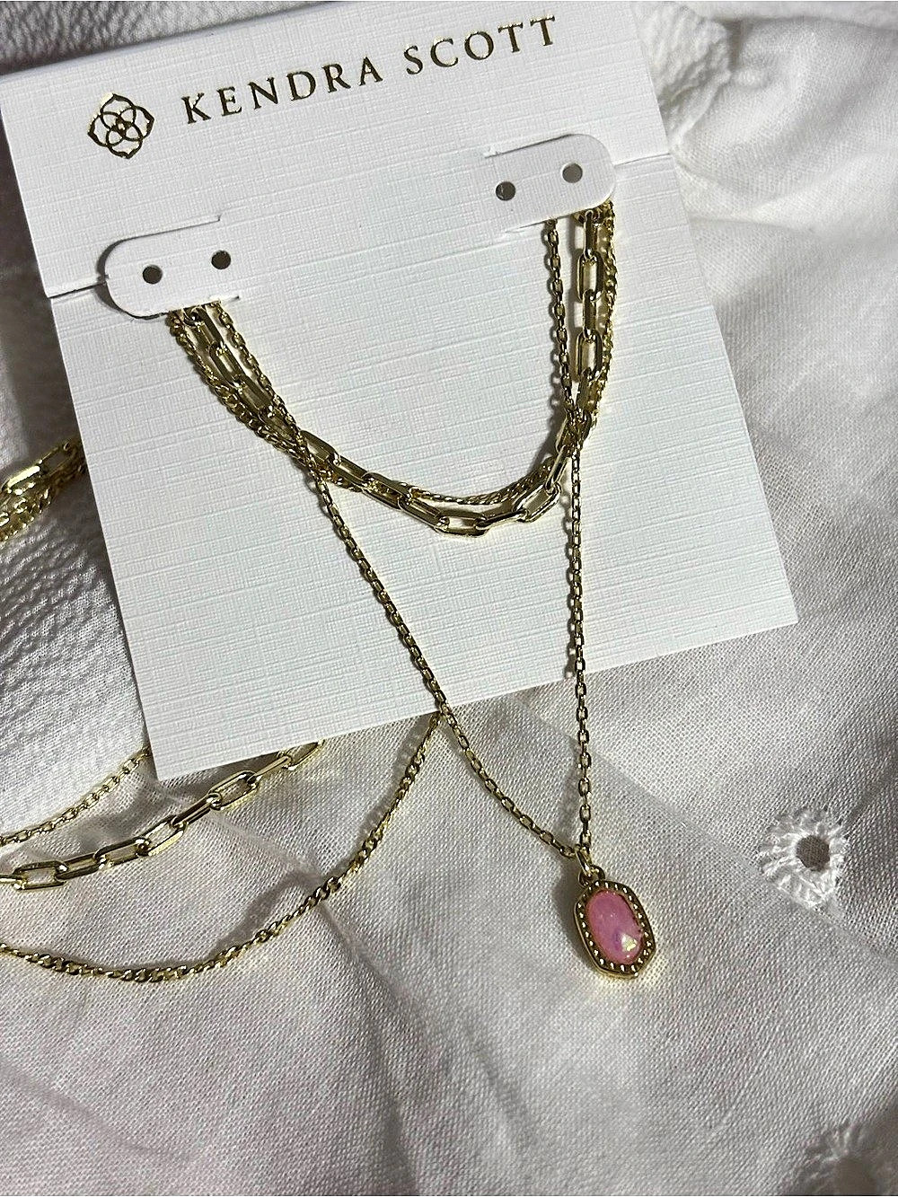 Kendra Scott Emilie Multi Strand Necklace Gold & Pink